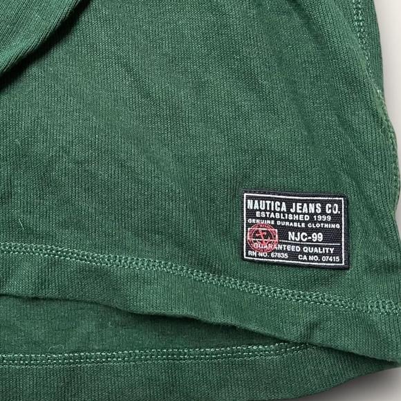 Y2K Nautica Sweater Forest Green Lightweight Pullover Gorpcore Collared Size XL - Picture 2 of 5